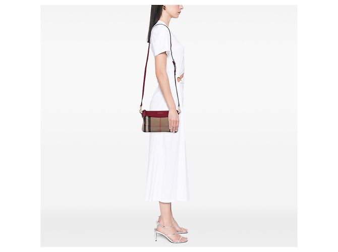 Borsa a tracolla Peyton in tela a quadri marrone Burberry Marrone chiaro - vista 7