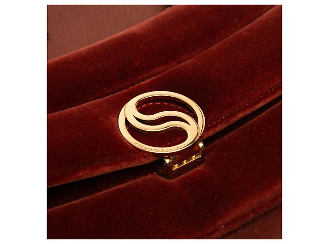 Stella Mc Cartney Borsa a spalla imbottita S Wave in velluto rosso sintetico Stella McCartney - vista 7