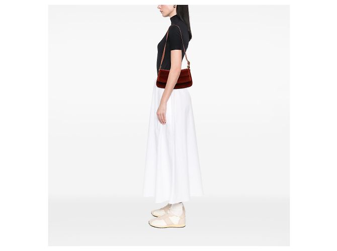 Stella Mc Cartney Borsa a spalla imbottita S Wave in velluto rosso sintetico Stella McCartney - vista 8