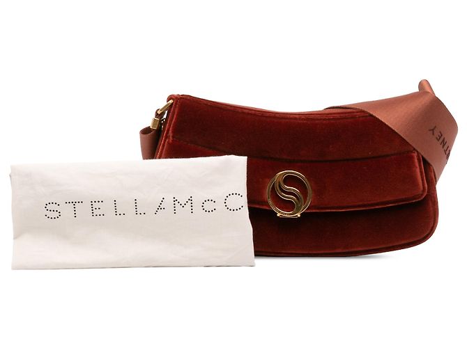 Stella Mc Cartney Borsa a spalla imbottita S Wave in velluto rosso sintetico Stella McCartney - vista 9
