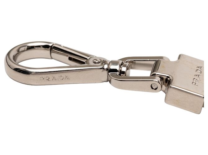 Portachiavi in Saffiano grigio con logo Prada Marrone - vista 3