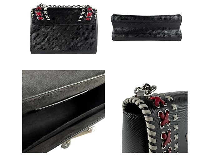 Borsa a Spalla Epi Twist MM di Louis Vuitton Nero Rosso Bianco sporco - vista 3