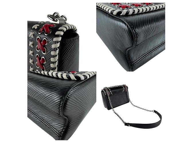 Borsa a Spalla Epi Twist MM di Louis Vuitton Nero Rosso Bianco sporco - vista 4