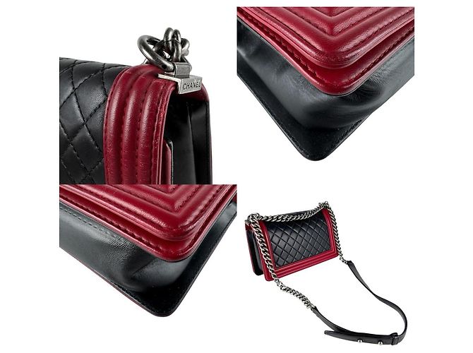 Borsa a spalla Boy di Chanel Nero Rosso - vista 4
