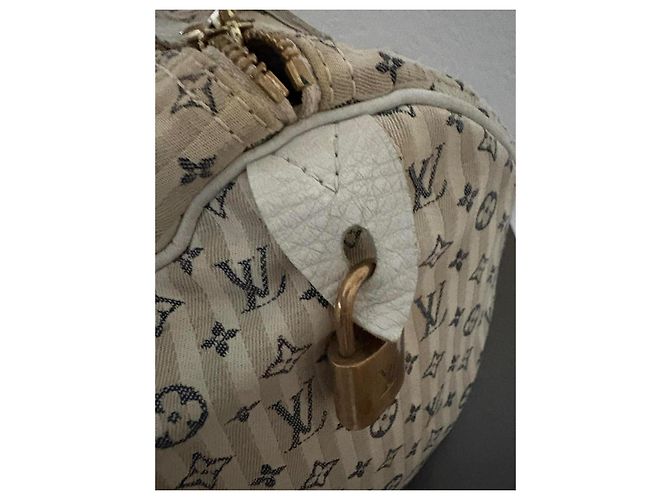 Borsa Speedy Louis Vuitton Monogramma Strisce Beige - vista 8
