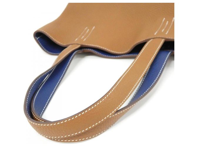 Borsa a mano Hermès Double Sens 36 cm D'oro Blu scuro - vista 6