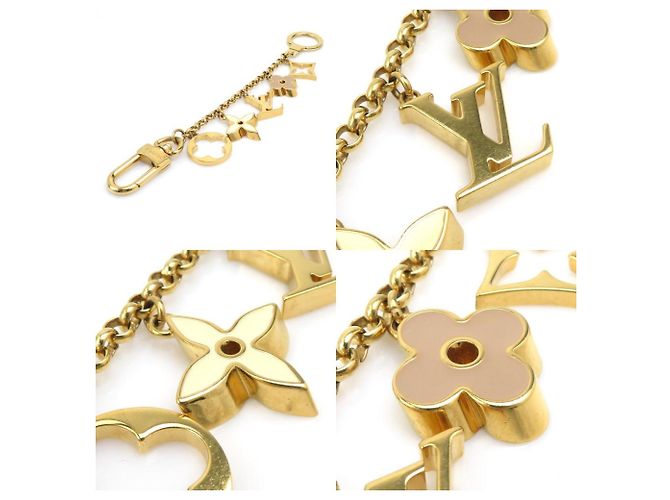 Portachiavi Fleur de Monogram Louis Vuitton Beige D'oro Bianco sporco - vista 4