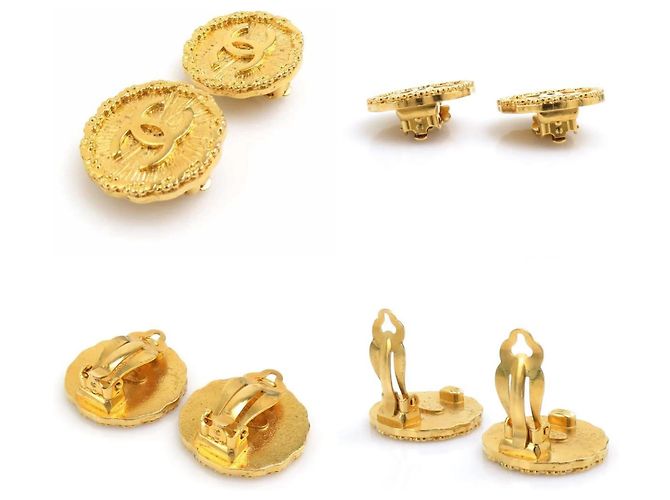 Orecchini a clip in metallo dorato Chanel Coco Mark D'oro - vista 3