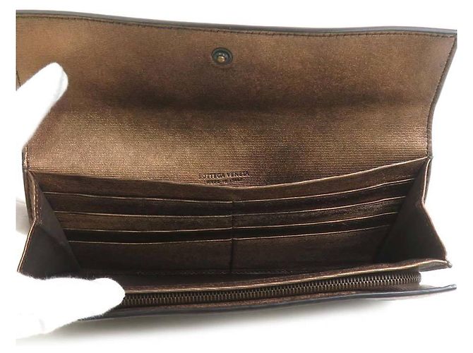 Cartera Larga Intrecciato Bottega Veneta Castaño - vista 3