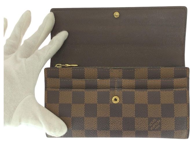 Portafoglio Lungo Sarah Damier Ebene Louis Vuitton Marrone - vista 8