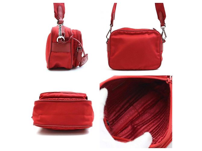 Borsa a spalla in nylon rosso Prada - vista 2