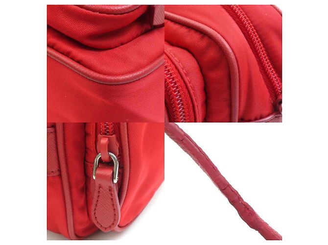 Borsa a spalla in nylon rosso Prada - vista 3