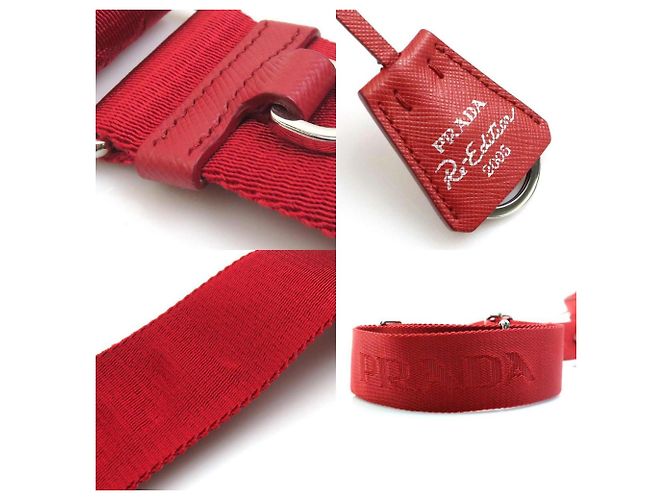 Borsa a spalla in nylon rosso Prada - vista 4