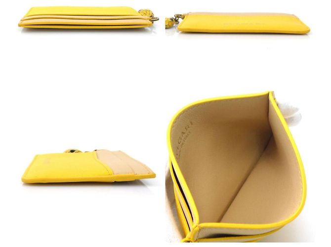 Bulgari Tarjetero de cuero Serpenti de Bvlgari Beige Amarillo - vista 3