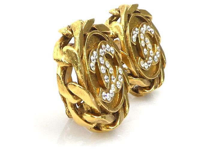 Orecchini a clip in metallo/rhinestone Chanel Coco Mark D'oro - vista 2