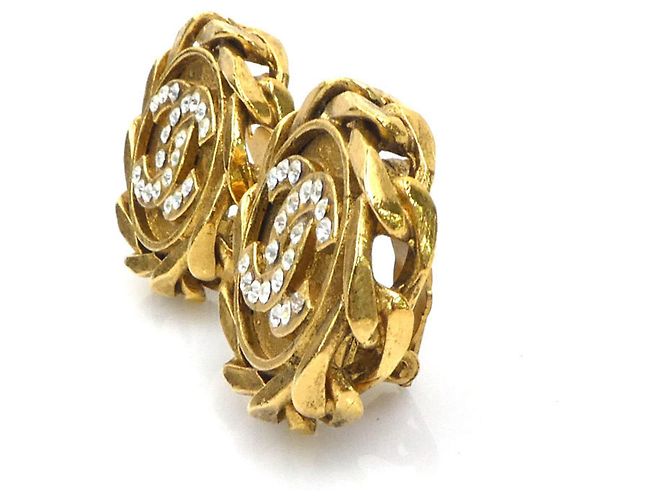 Orecchini a clip in metallo/rhinestone Chanel Coco Mark D'oro - vista 3