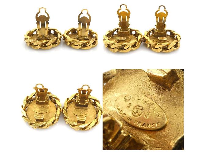 Orecchini a clip in metallo/rhinestone Chanel Coco Mark D'oro - vista 5