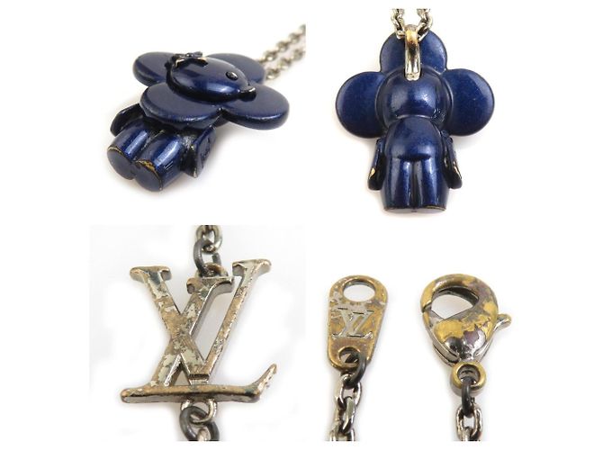Collana in metallo Vivienne di Louis Vuitton Argento Blu navy - vista 4