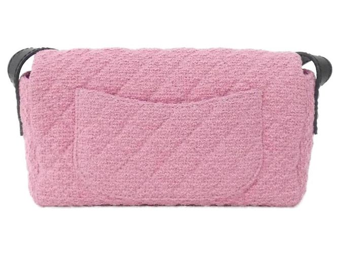 Borsa a spalla in tweed rosa Chanel 47691 - vista 2