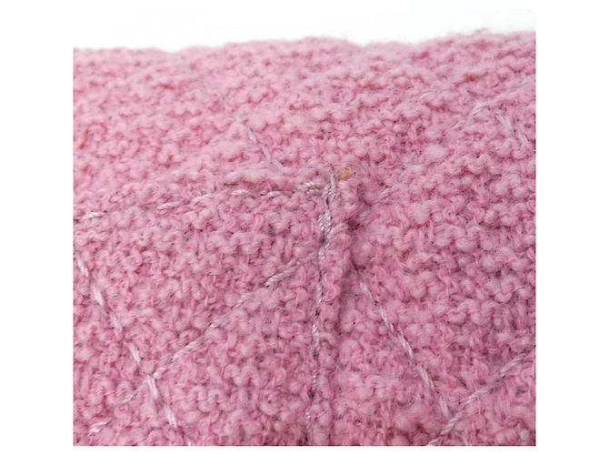 Borsa a spalla in tweed rosa Chanel 47691 - vista 4