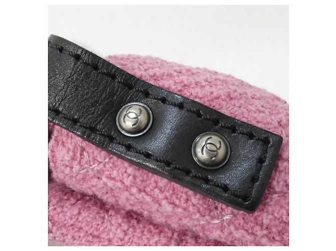 Borsa a spalla in tweed rosa Chanel 47691 - vista 5
