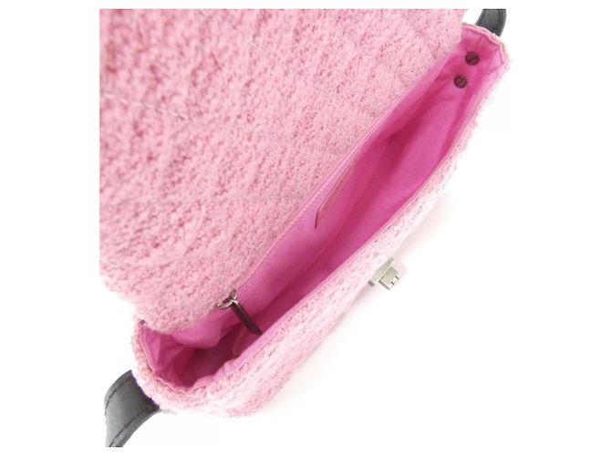 Borsa a spalla in tweed rosa Chanel 47691 - vista 8