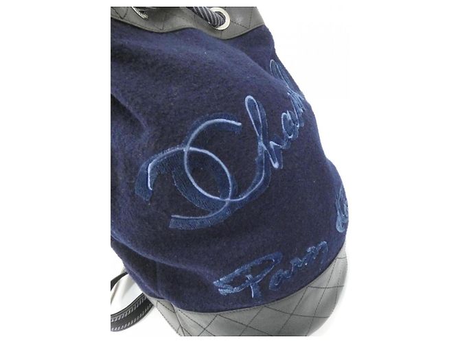 Borsa a Spalla Chanel 57519 Nero Blu navy - vista 6
