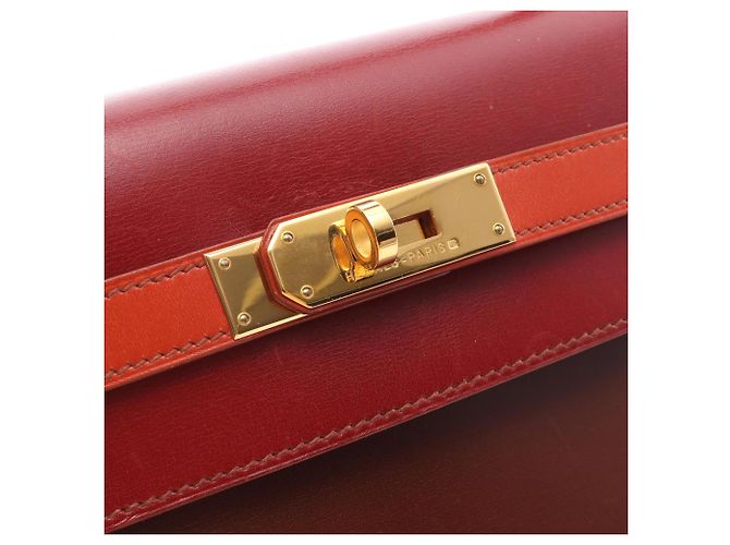 Hermès Kelly 32 Tricolor Handtasche Braun Rot Bordeaux - Ansicht 10