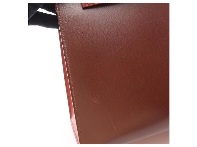 Hermès Kelly 32 Tricolor Handtasche Braun Rot Bordeaux - Ansicht 12