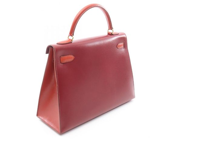 Hermès Kelly 32 Tricolor Handtasche Braun Rot Bordeaux - Ansicht 2
