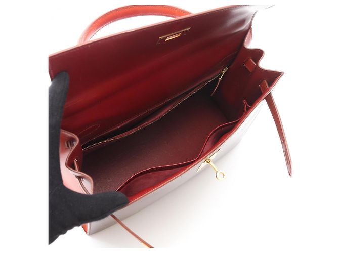 Hermès Kelly 32 Tricolor Handtasche Braun Rot Bordeaux - Ansicht 3