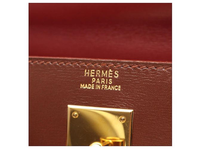 Hermès Kelly 32 Tricolor Handtasche Braun Rot Bordeaux - Ansicht 4