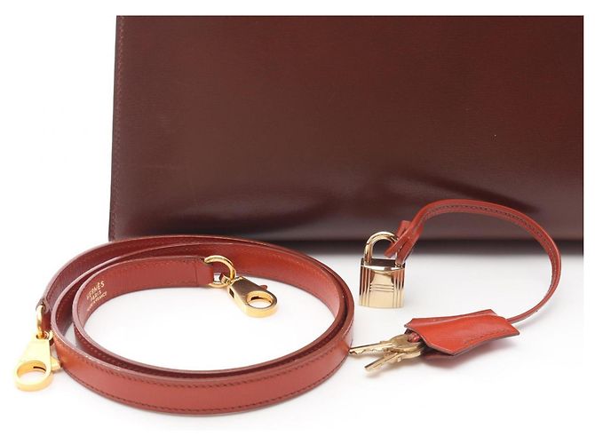 Hermès Kelly 32 Tricolor Handtasche Braun Rot Bordeaux - Ansicht 6