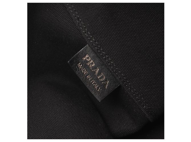Prada Denim- und Leder-Tote Schwarz - Ansicht 4