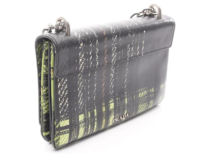 Prada Lederhandtasche Schwarz Mehrfarben Grün - Ansicht 2