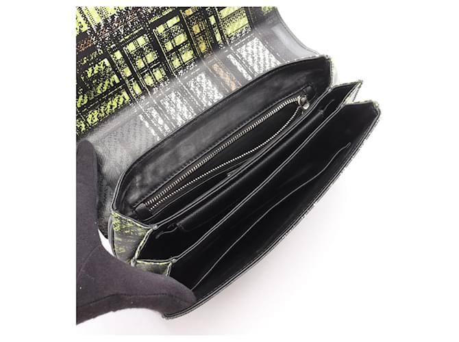 Prada Lederhandtasche Schwarz Mehrfarben Grün - Ansicht 3