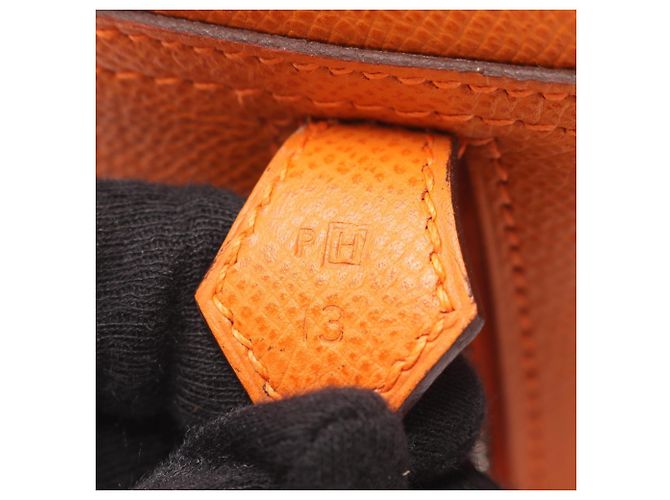 Borsa Hermès Plume 28 in pelle Epsom arancione - vista 5