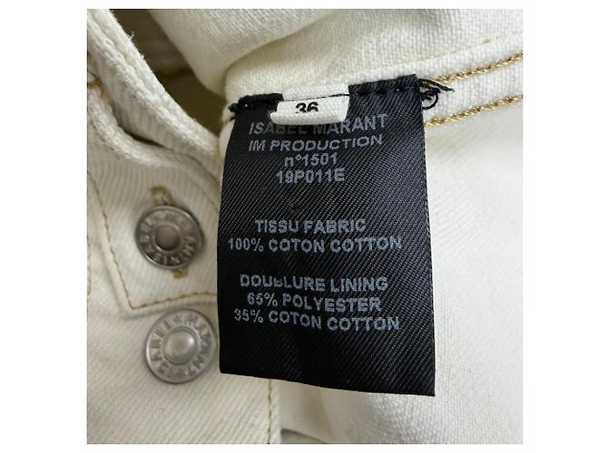 Chaqueta de mezclilla con acentos de patchwork Lindy de Isabel Marant Étoile en algodón blanco Crudo - vista 6
