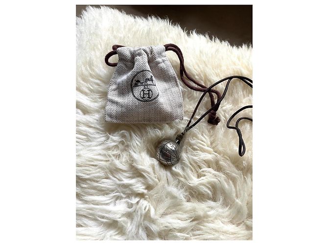 Collar Hermès Zodiac de los 90 Castaño Plata - vista 2