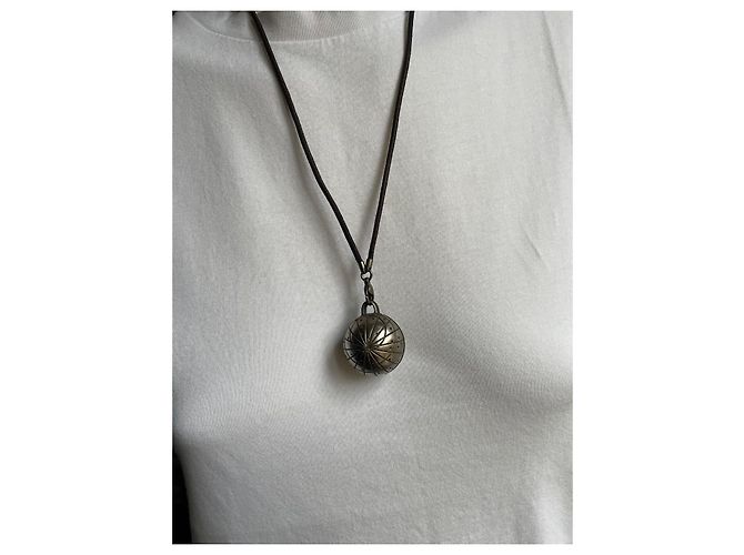 Collar Hermès Zodiac de los 90 Castaño Plata - vista 7