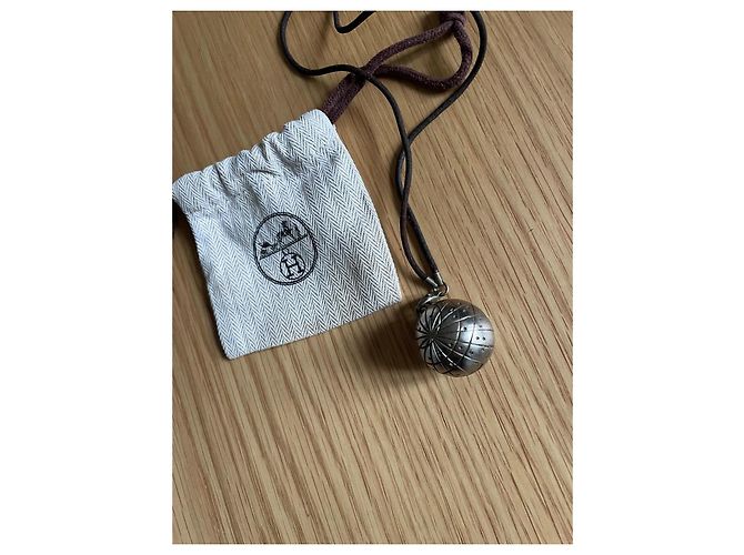 Collar Hermès Zodiac de los 90 Castaño Plata - vista 8