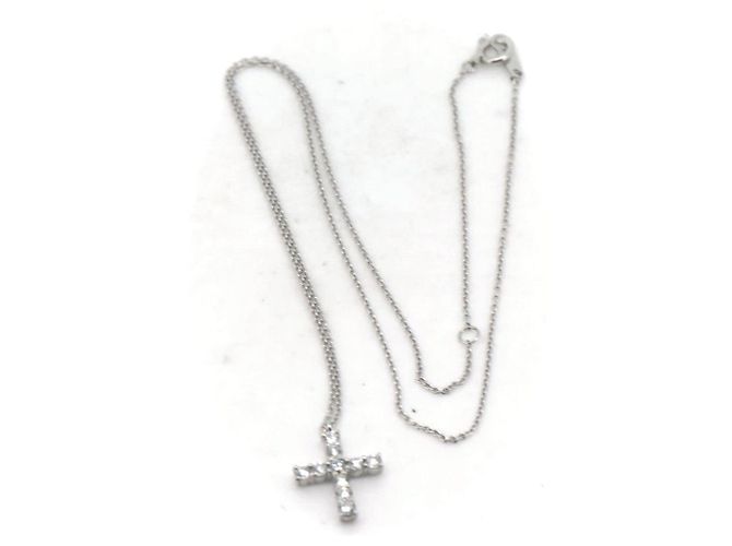 Autre Marque Vendome Aoyama Platin-Diamant-Halskette Silber - Ansicht 2