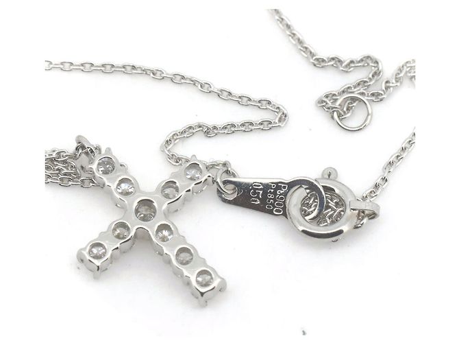 Autre Marque Vendome Aoyama Platin-Diamant-Halskette Silber - Ansicht 4