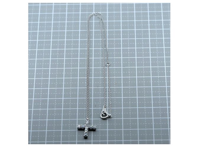 Autre Marque Vendome Aoyama Platin-Diamant-Halskette Silber - Ansicht 5