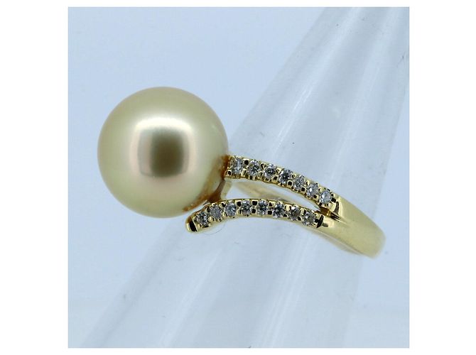 Autre Marque Au750 Perlen-Diamantring Golden - Ansicht 3