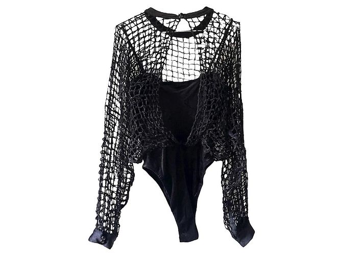 Body vintage 'Blooming' Ritmo di La Perla 40/42 rete nera Nero - vista 5