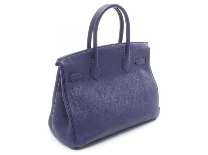 Borsa Hermès Birkin 30 Officier Blu Bordò - vista 2