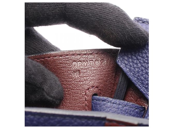 Borsa Hermès Birkin 30 Officier Blu Bordò - vista 5