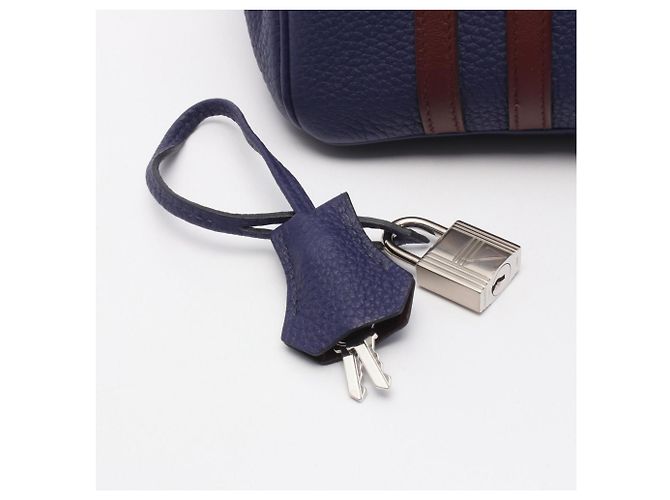 Borsa Hermès Birkin 30 Officier Blu Bordò - vista 6