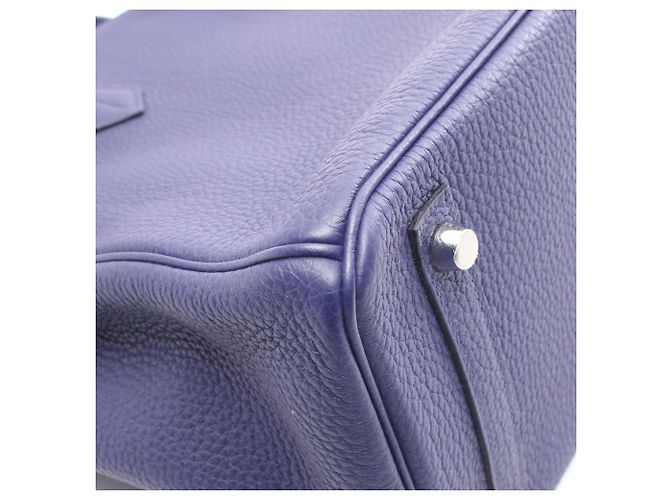 Borsa Hermès Birkin 30 Officier Blu Bordò - vista 7